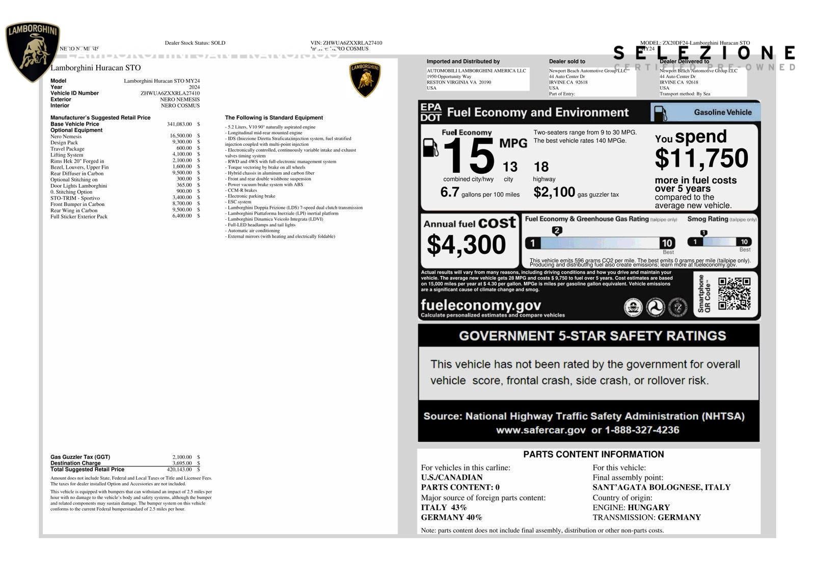 2024 Lamborghini Huracan STO STO