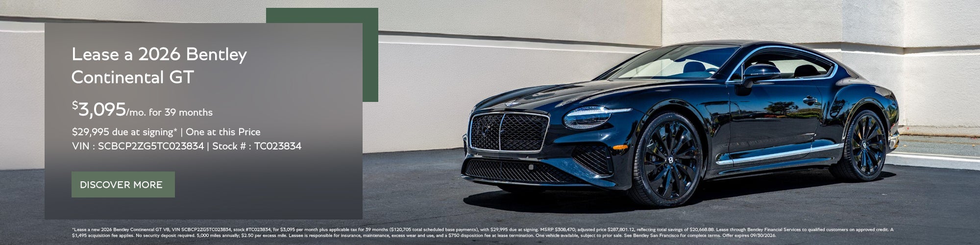 2026 Bentley Continental GT Lease Banner