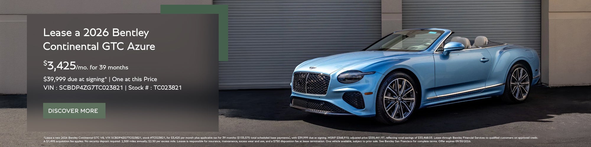 2026 Bentley Continental GTC Azure Lease Banner