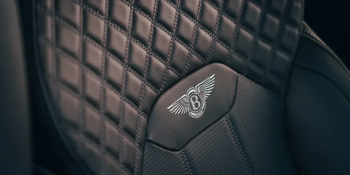 Bentley Bentayga configured leather upholstery and embroidered emblem