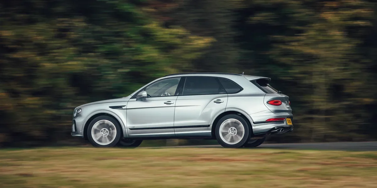 Bentley Bentayga V8 side profile on the road